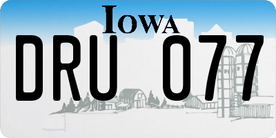 IA license plate DRU077
