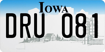 IA license plate DRU081