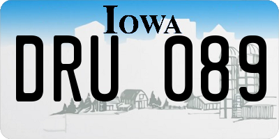 IA license plate DRU089