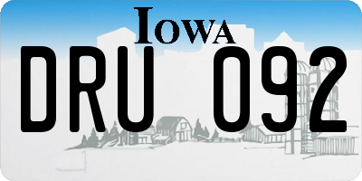 IA license plate DRU092