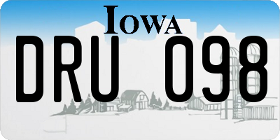 IA license plate DRU098
