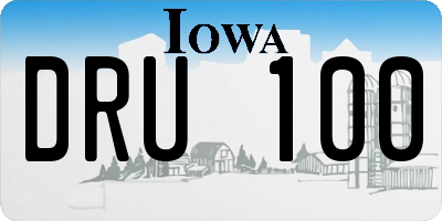 IA license plate DRU100