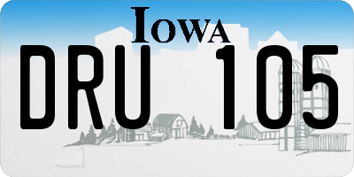 IA license plate DRU105