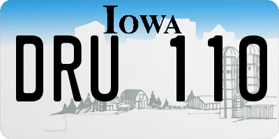 IA license plate DRU110