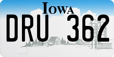 IA license plate DRU362