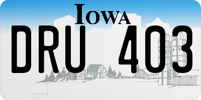 IA license plate DRU403