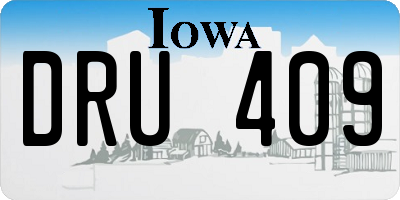 IA license plate DRU409
