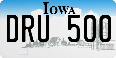 IA license plate DRU500