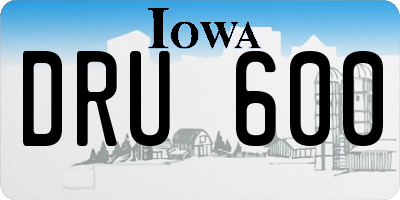 IA license plate DRU600