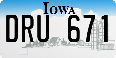 IA license plate DRU671