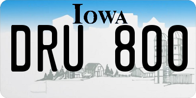 IA license plate DRU800