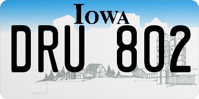 IA license plate DRU802