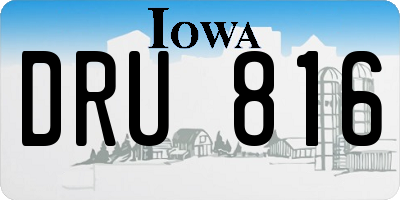 IA license plate DRU816