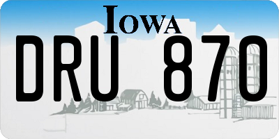 IA license plate DRU870