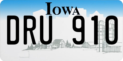 IA license plate DRU910