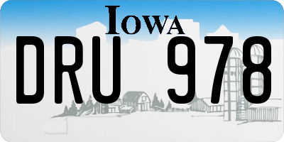 IA license plate DRU978