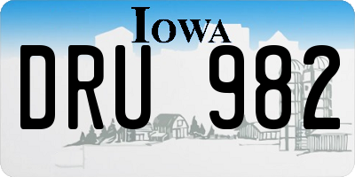 IA license plate DRU982