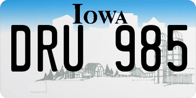 IA license plate DRU985