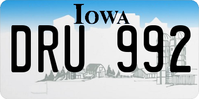 IA license plate DRU992