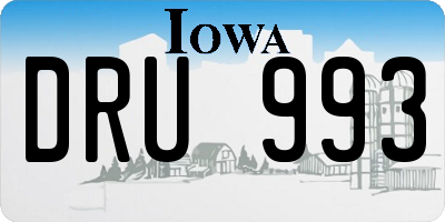 IA license plate DRU993