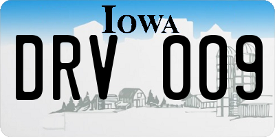 IA license plate DRV009