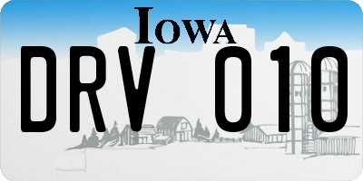 IA license plate DRV010
