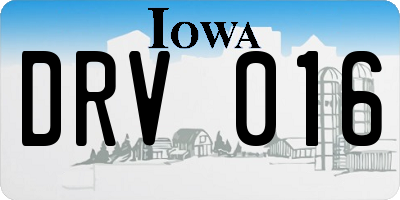 IA license plate DRV016
