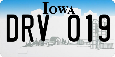 IA license plate DRV019