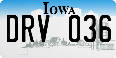 IA license plate DRV036