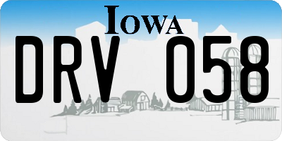 IA license plate DRV058