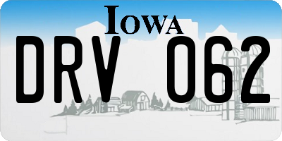IA license plate DRV062