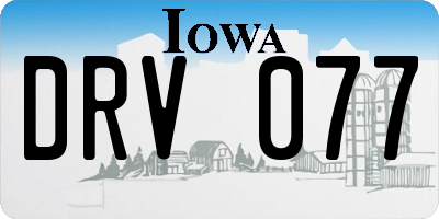 IA license plate DRV077