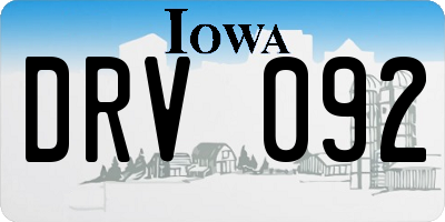 IA license plate DRV092