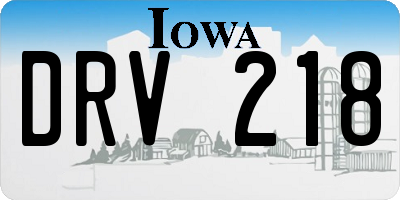 IA license plate DRV218