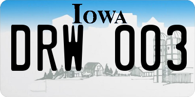 IA license plate DRW003