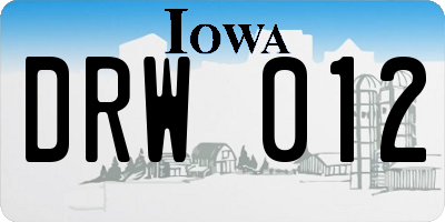 IA license plate DRW012