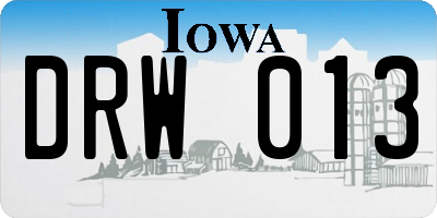 IA license plate DRW013