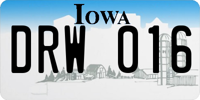 IA license plate DRW016