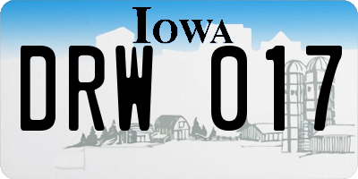 IA license plate DRW017