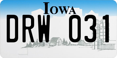 IA license plate DRW031