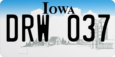 IA license plate DRW037