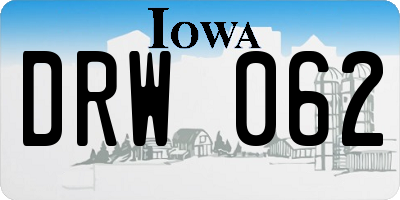 IA license plate DRW062
