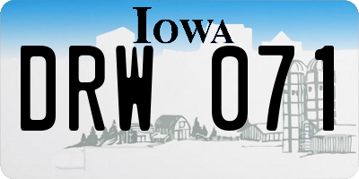 IA license plate DRW071