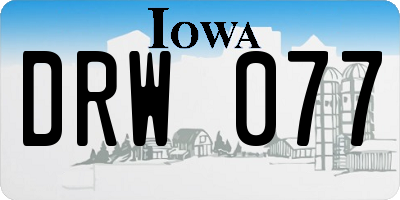 IA license plate DRW077