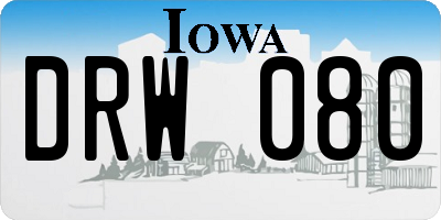 IA license plate DRW080