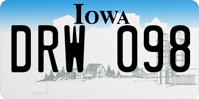 IA license plate DRW098