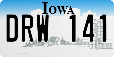 IA license plate DRW141
