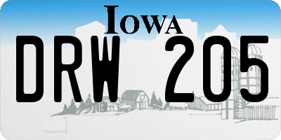 IA license plate DRW205