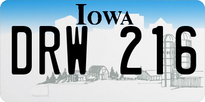 IA license plate DRW216