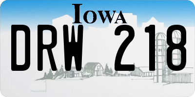 IA license plate DRW218